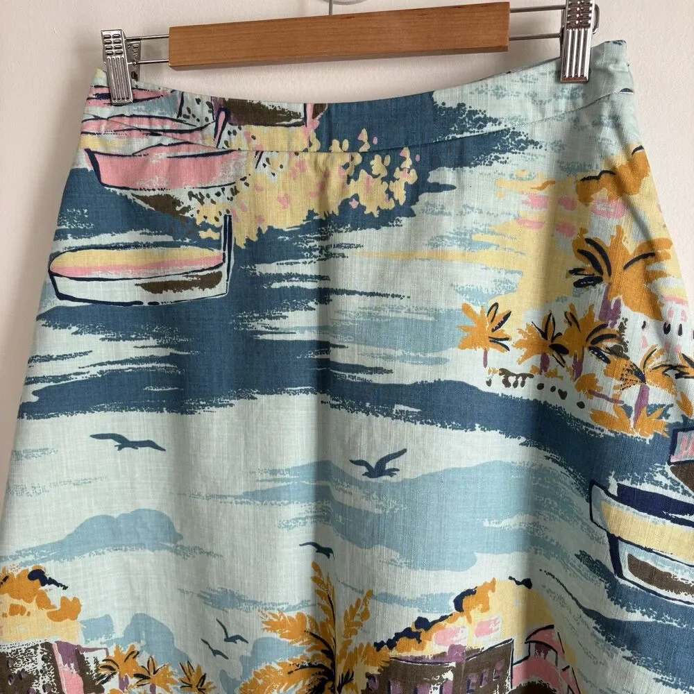 Boden Nancy Riviera Novelty Print Skirt (Sz 6 Long) A-line Knee Length Europe - Picture 3 of 9